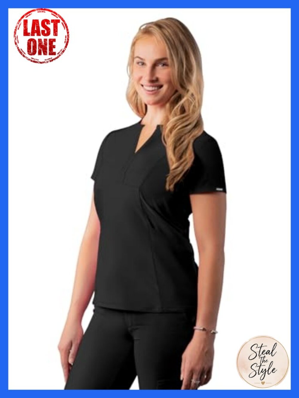 Womens Notched V-Neck Scrub Top Medical Uniform